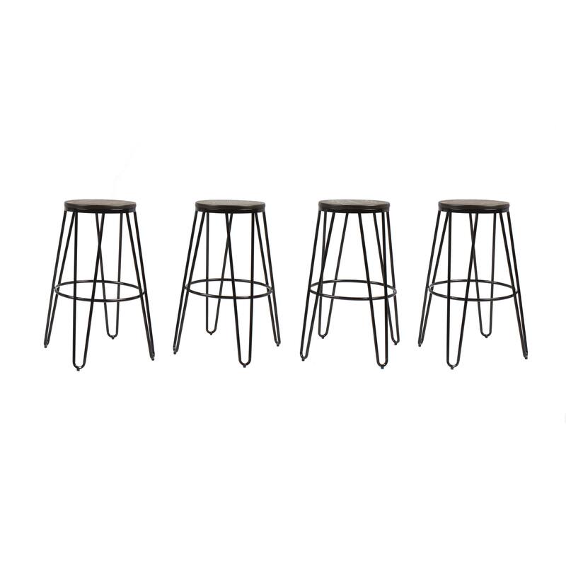 Carbon Loft Hall Wood and Metal Bar Stools (Set of 4) On Sale Bed