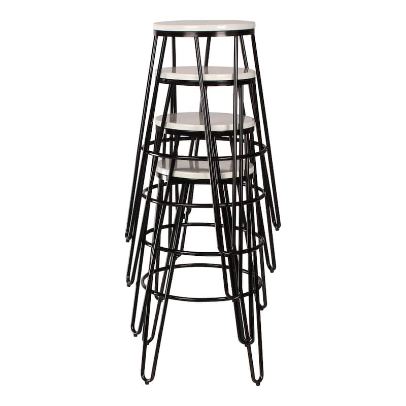 Carbon Loft Hall Wood and Metal Bar Stools (Set of 4)