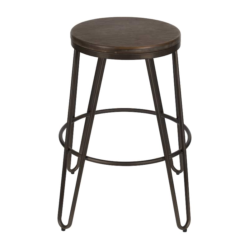 Carbon Loft Hall Wood and Metal Bar Stools (Set of 4)
