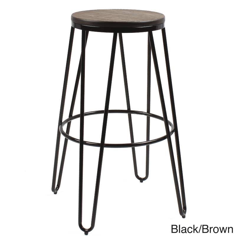 Carbon Loft Hall Wood and Metal Bar Stools (Set of 4)