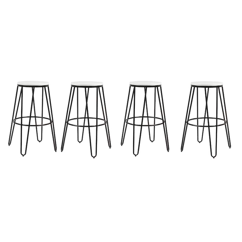 Carbon Loft Hall Wood and Metal Bar Stools (Set of 4)