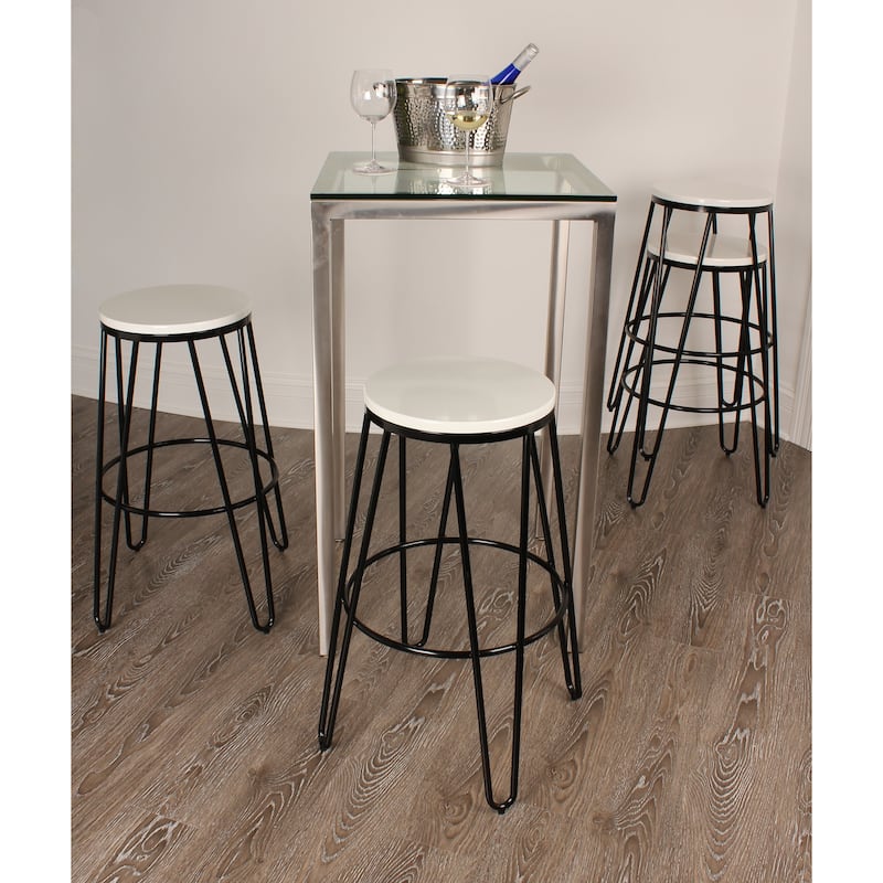 Carbon Loft Hall Wood and Metal Bar Stools (Set of 4)