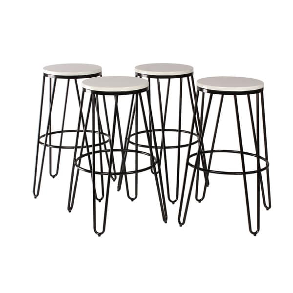 Carbon Loft Hall Backless Two-tone Wood and Metal Bar Stools (Set of 4)