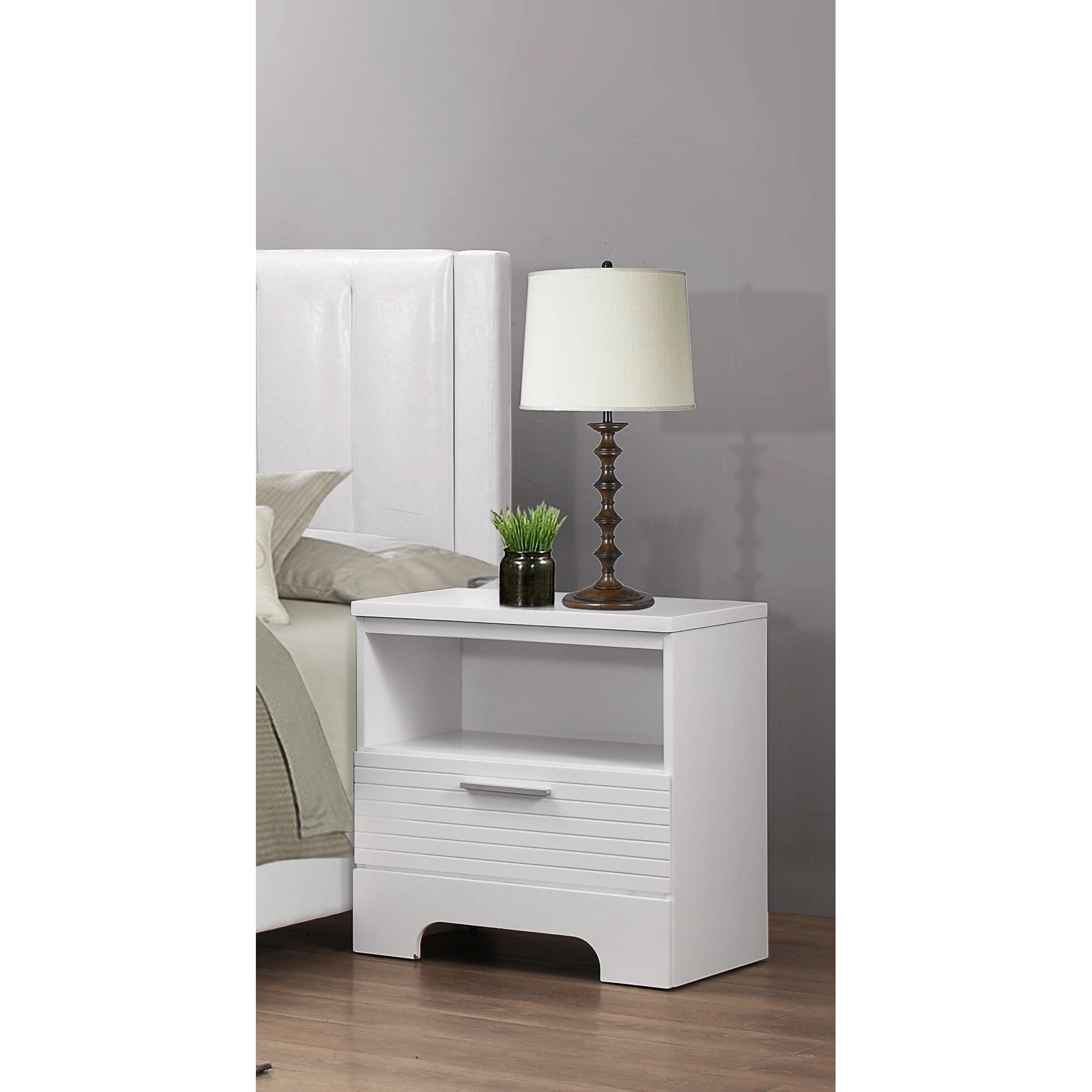 Shop Lyke Home Moda White 1 Drawer Nightstand Overstock 12408599