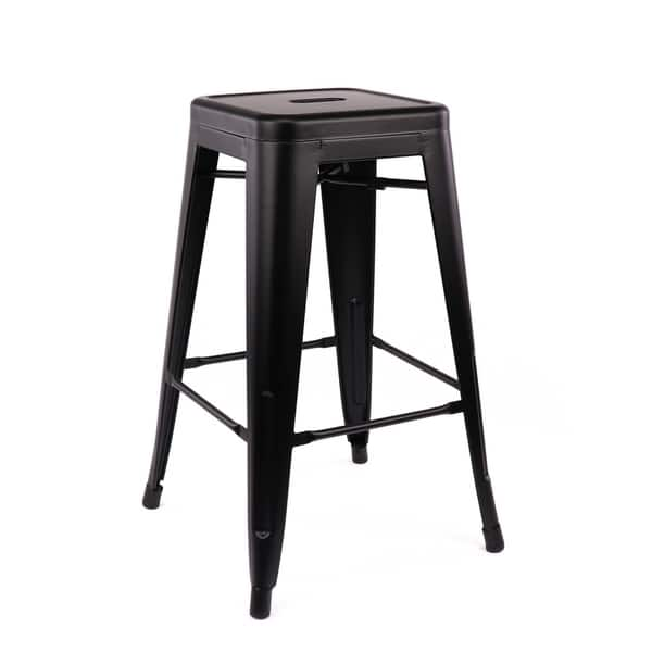 Amalfi Matte Black Steel Stackable Counter Stool 26-inch (Set of 4 ...