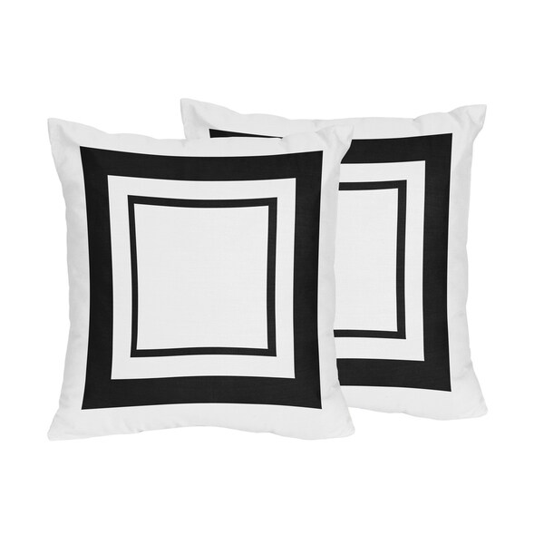 Sweet Jojo Designs White and Black Hotel Decorative Accent Throw Pillow (Set of 2)