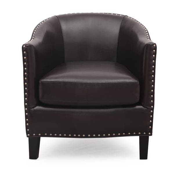 Shop Adeco Luxury Nailhead Trim Leather Club Chair Ships To