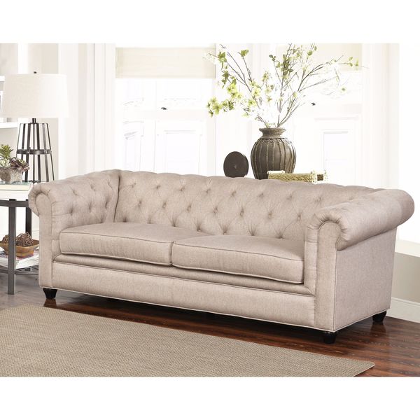 Abbyson Tuscan Taupe Fabric Sofa Free Shipping Today