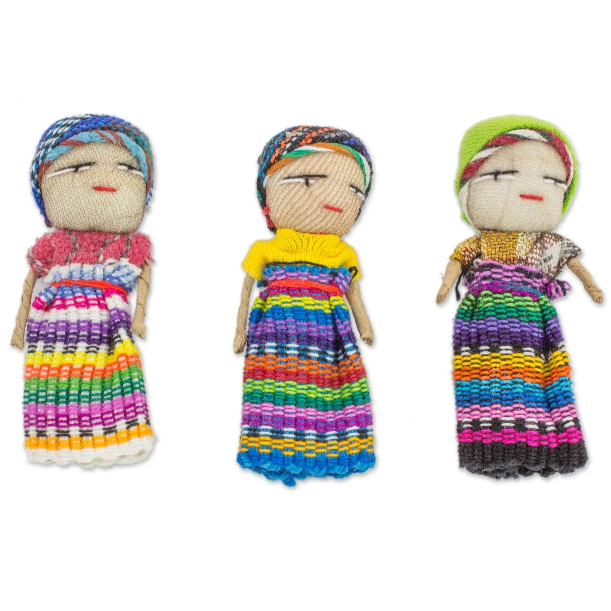 Set of 12 Guatemalan Handmade Worry Doll With a Colourful Crafted