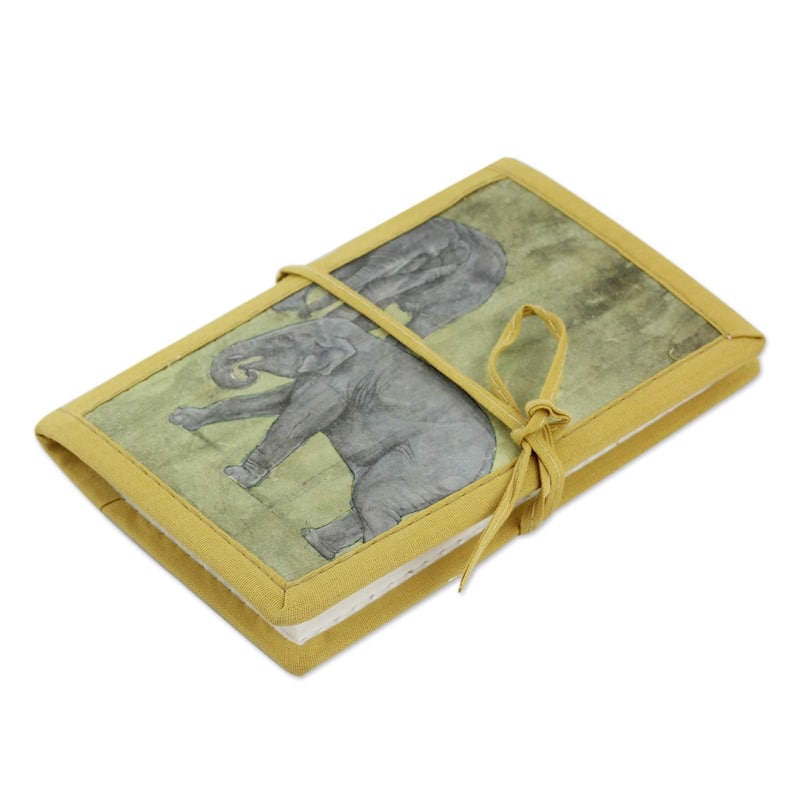 Handmade Paper 'Jungle Elephants' Journal (India)