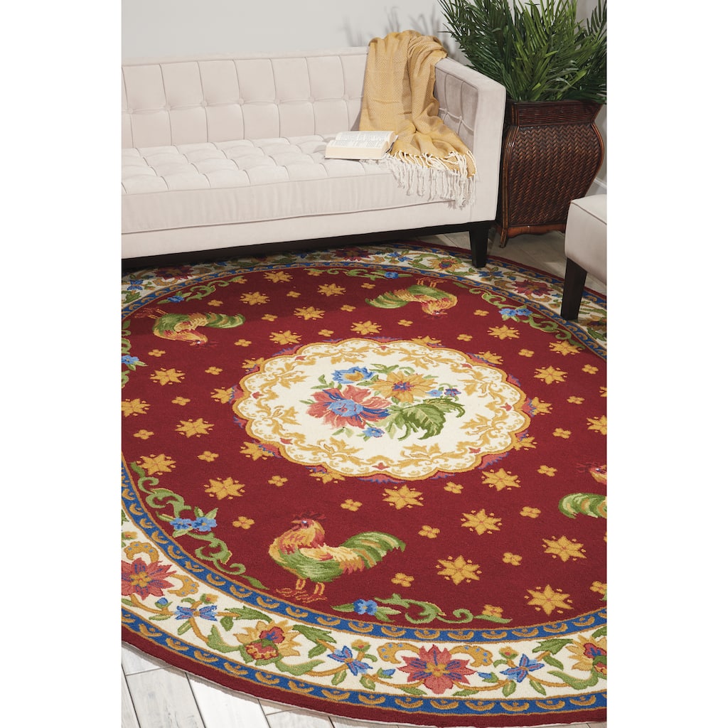 Nourison Country Heritage Red Area Rug (7'6 x 9'6 Oval) - 7' 6" x 9' 6"