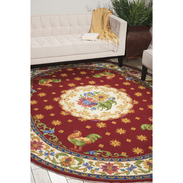 slide 2 of 5, Nourison Country Heritage Red Area Rug (7'6 x 9'6 Oval) - 7' 6" x 9' 6"