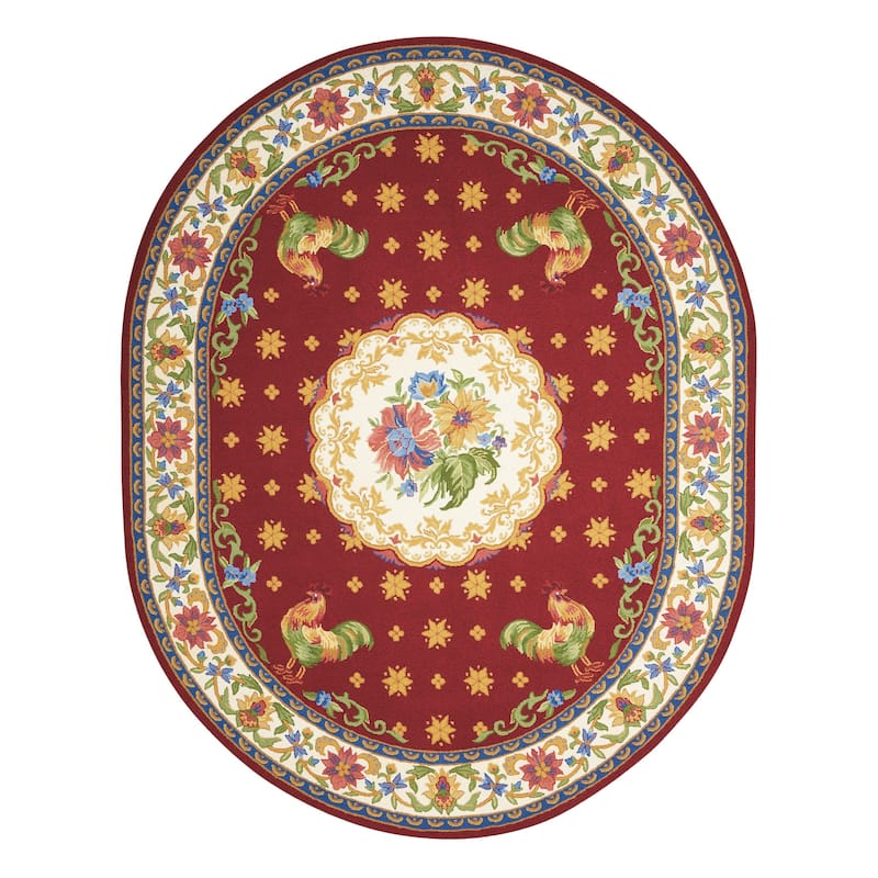Nourison Country Heritage Red Area Rug (7'6 x 9'6 Oval) - 7' 6" x 9' 6"