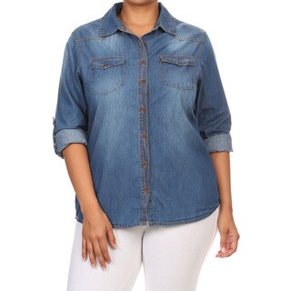 denim plus size tops