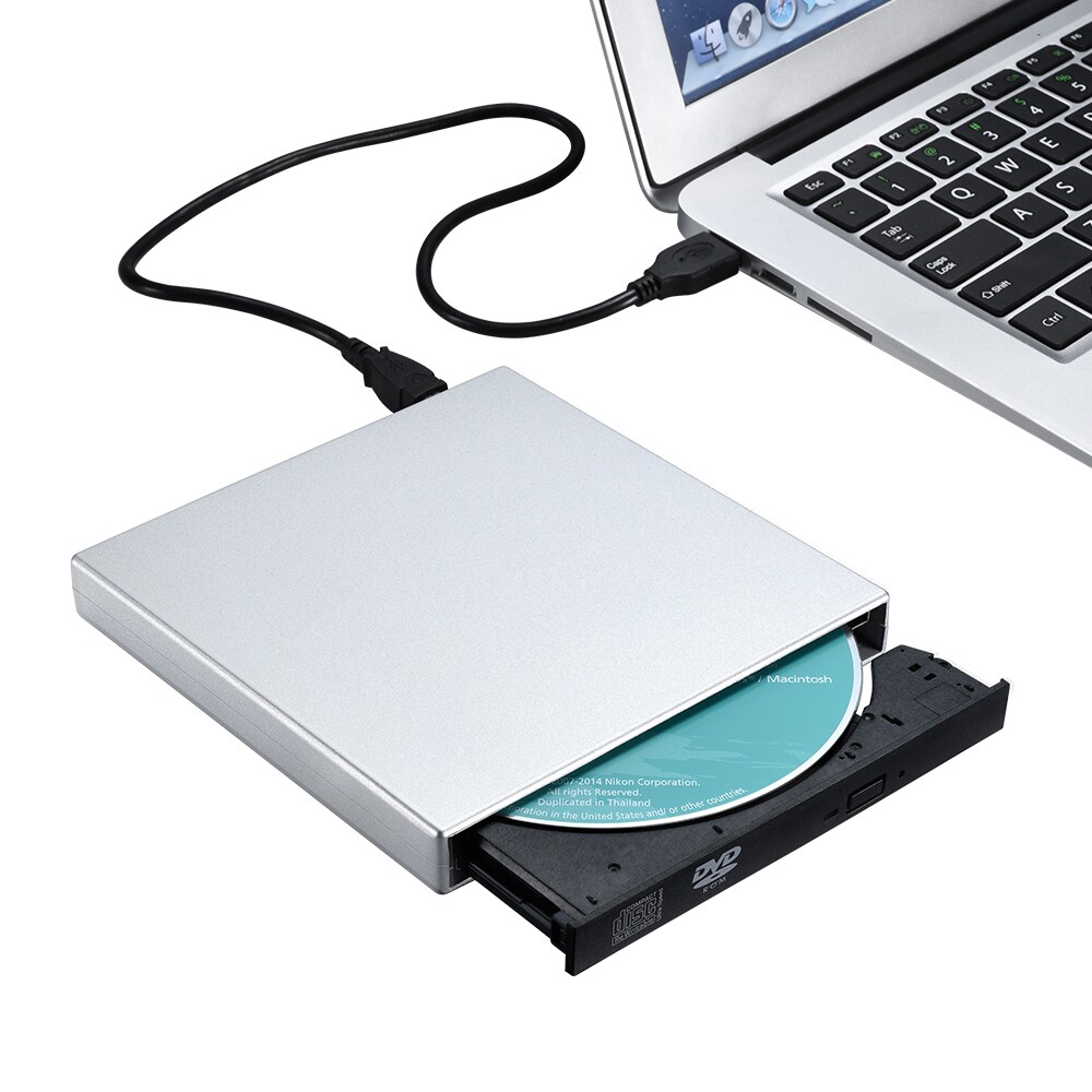 usb external cd-rw burner for windows, mac os laptop computer dvd/cd reader player with two usb