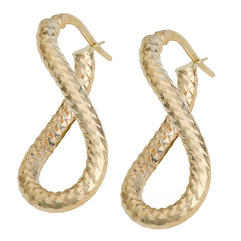 Fremada Italian 14k Gold Diamond-Cut Twist Oval Hoop Earrings (yellow gold or white gold)