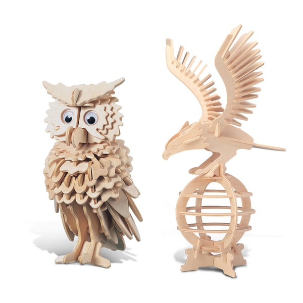 Shop Puzzled Inc wooden Eagle and Owl 3D Puzzle 