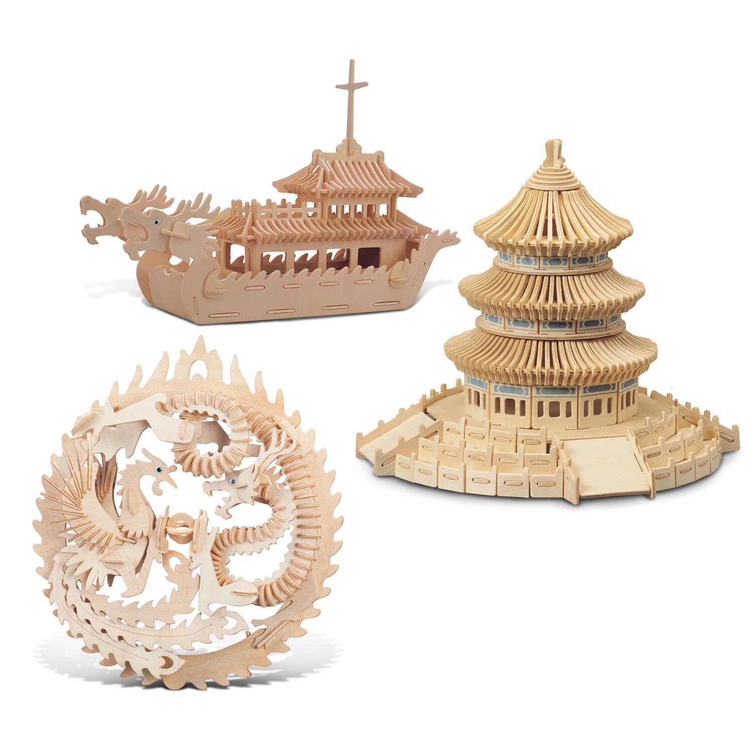 lucky dragon and phoenix wooden puzzle