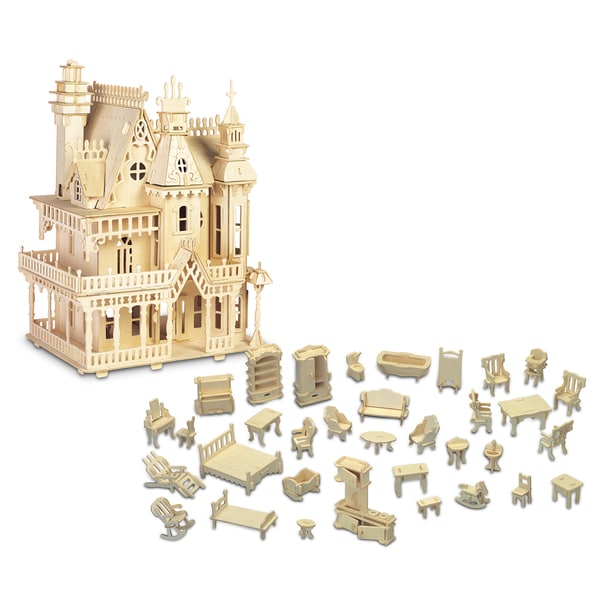 Puzzled Fantasy Villa and Furniture Wooden 3D Puzzle Construction Kit