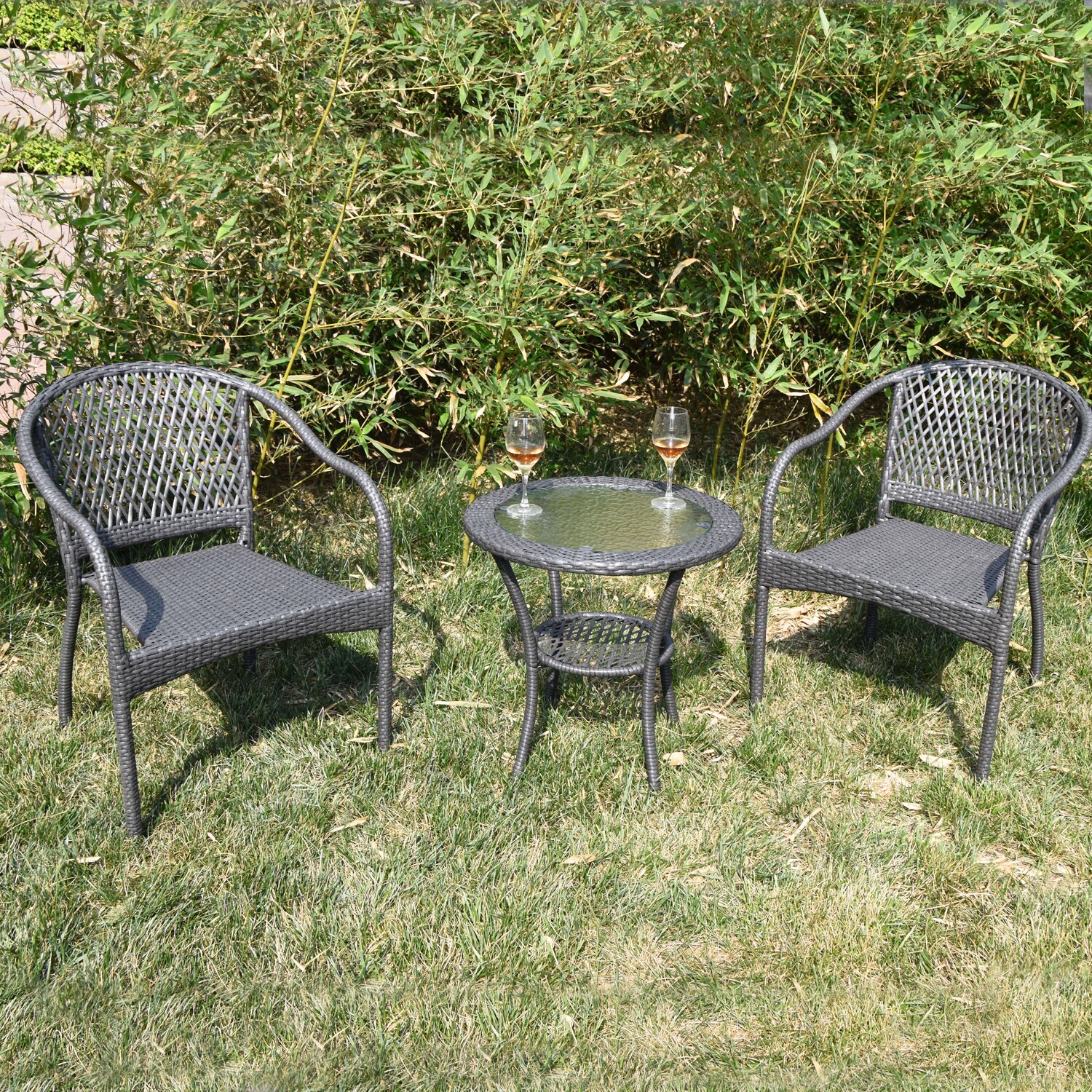 Adeco Patio Furniture Set Grey Wicker Chair Chairs Only