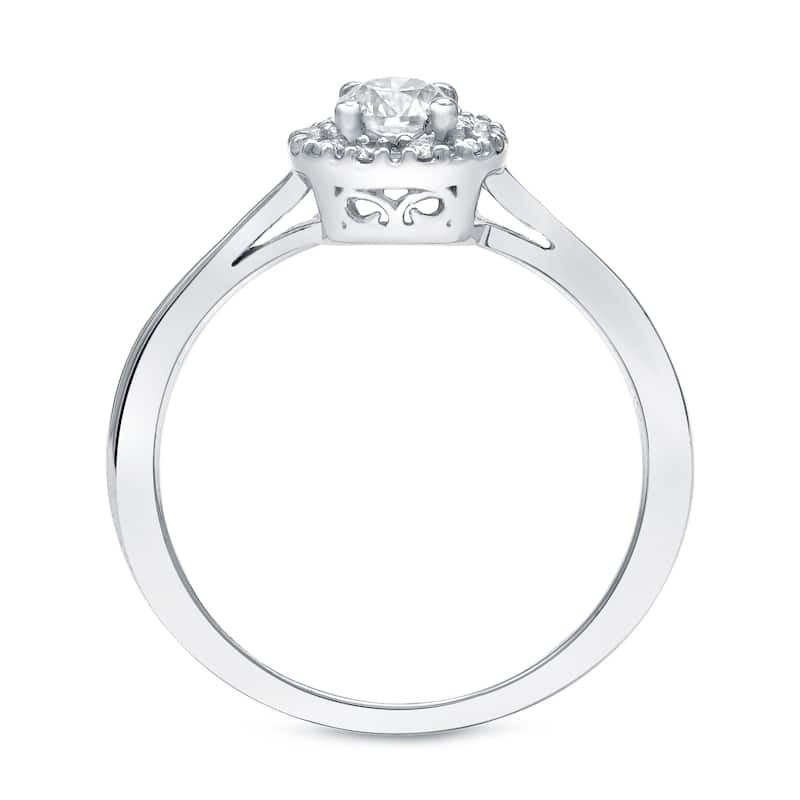 Auriya Platinum 1/2 carat TW Round Halo Diamond Engagement Ring