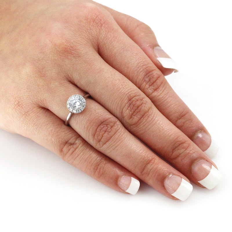 Auriya Platinum 1/2 carat TW Round Halo Diamond Engagement Ring