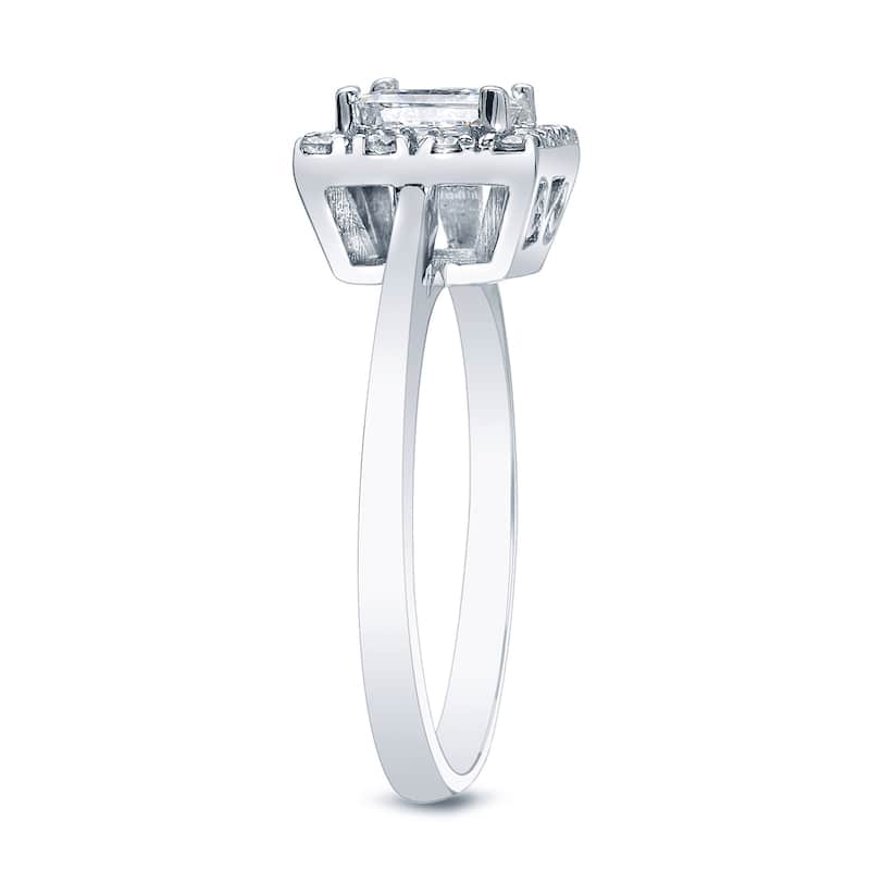 Auriya Platinum 1/2ctw Princess-cut Halo Diamond Engagement Ring (I-J, I1-I2)
