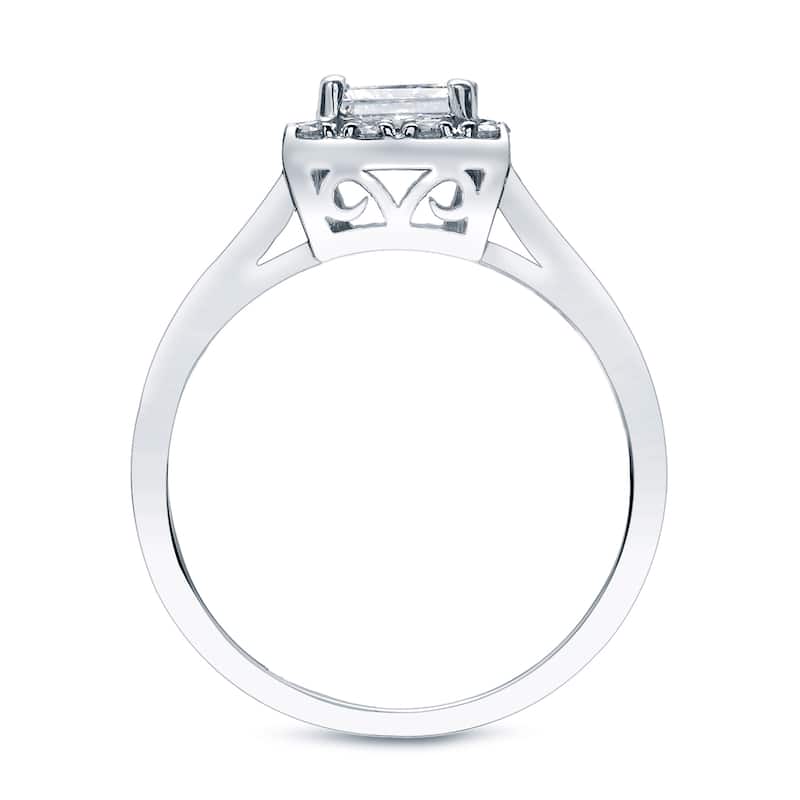 Auriya Platinum 1/2ctw Princess-cut Halo Diamond Engagement Ring (I-J, I1-I2)
