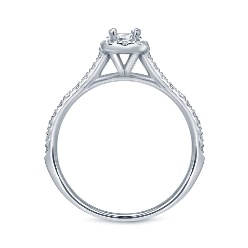 Auriya Platinum 1 carat TW Emerald-cut Halo Diamond Engagement Ring Set