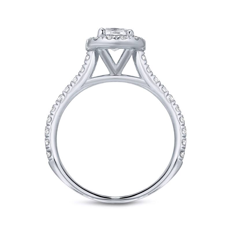 Auriya Platinum 1 carat TW Cushion-cut Halo Diamond Engagement Ring Set