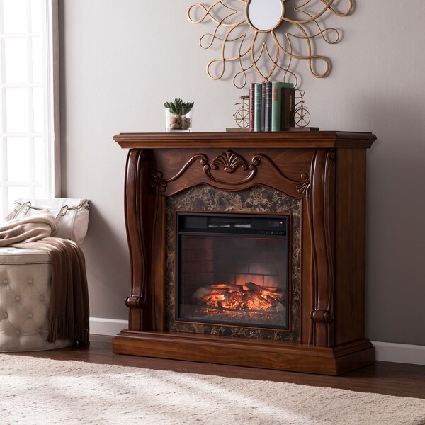 Shop Gracewood Hollow Blevins Walnut Infrared Electric Fireplace