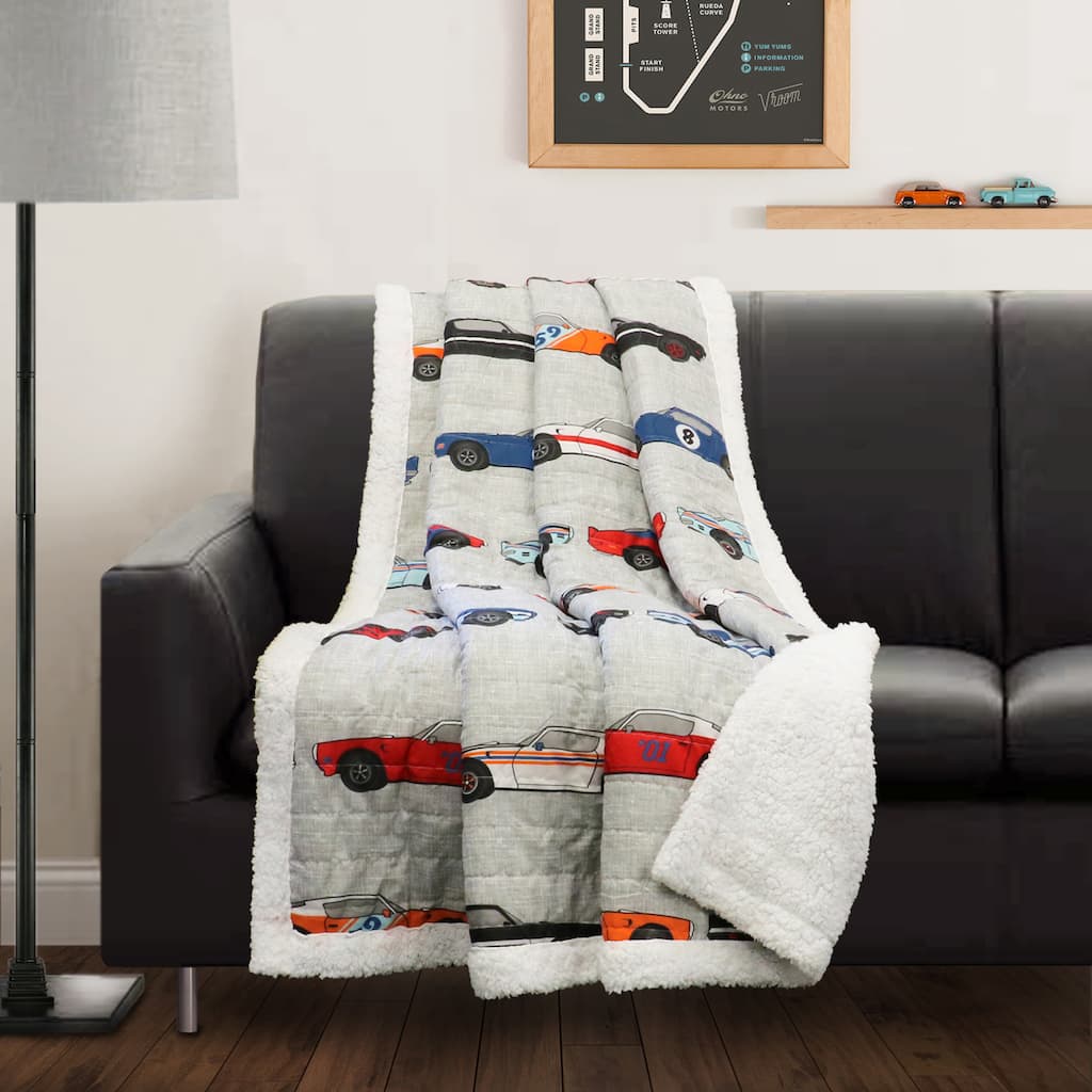 Lush Decor Race Cars Sherpa Throw