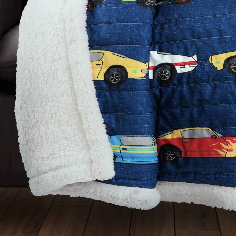 Lush Decor Race Cars Sherpa Throw