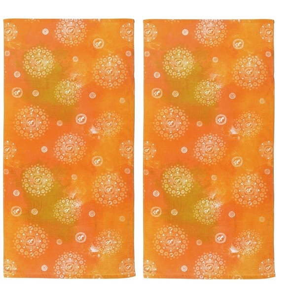 Hawaiian Tropic Orange Cotton Beach Towel Set Of 2