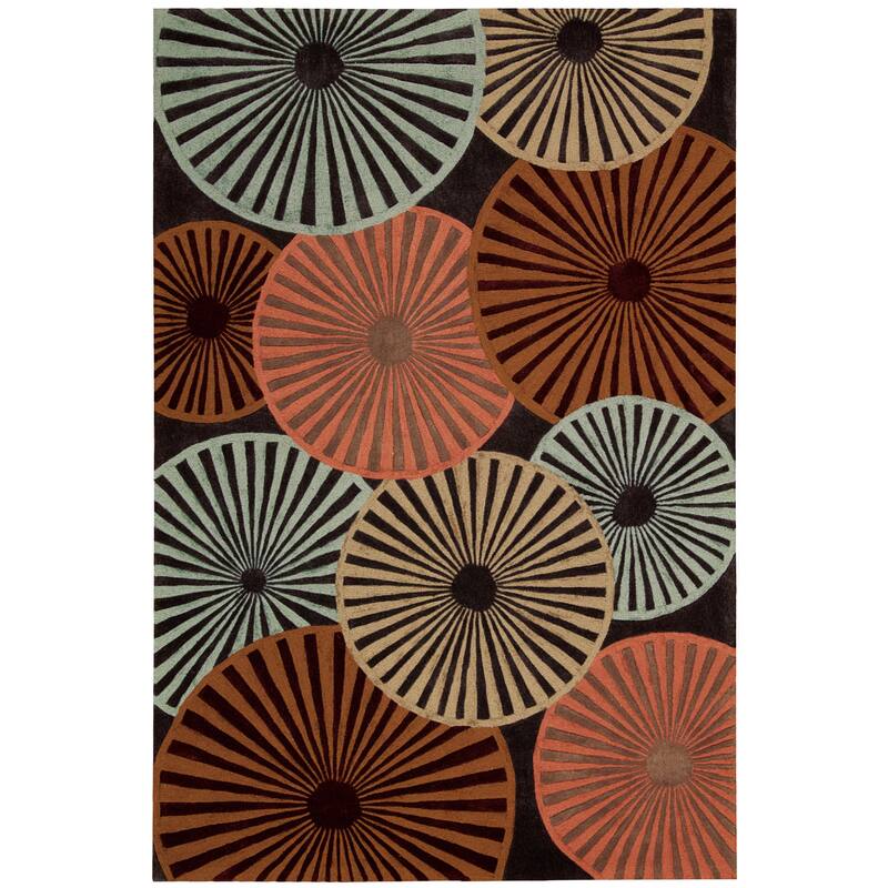 Nourison Contour Abstract Oversized Flowers Copper Multicolored Area Rug