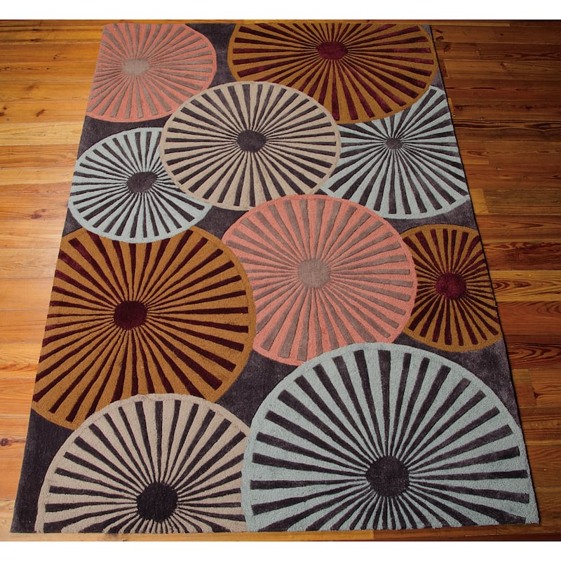 Nourison Contour Abstract Oversized Flowers Copper Multicolored Area Rug