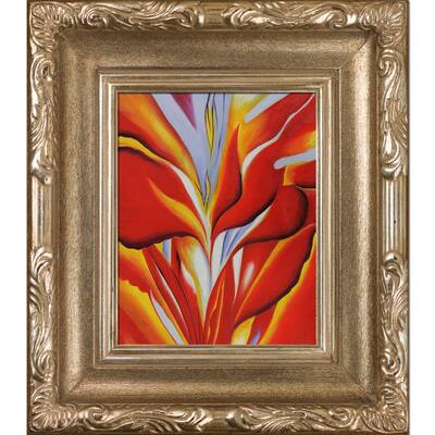 La Pastiche Georgia O'Keeffe 'Red Canna, 1924' Hand Painted Framed Canvas Art