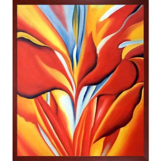Georgia O'Keeffe 'Red Canna, 1924' Hand Painted Framed Canvas Art - Bed ...