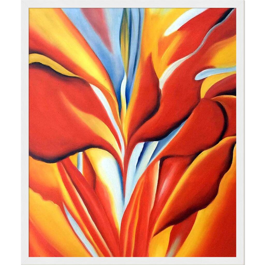 La Pastiche Georgia O'Keeffe 'Red Canna, 1924' Hand Painted Framed Canvas Art