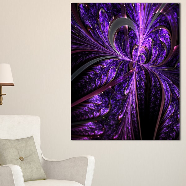 Shop Embossed Dark Purple Floral Shapes - Large Floral Wall Art Canvas