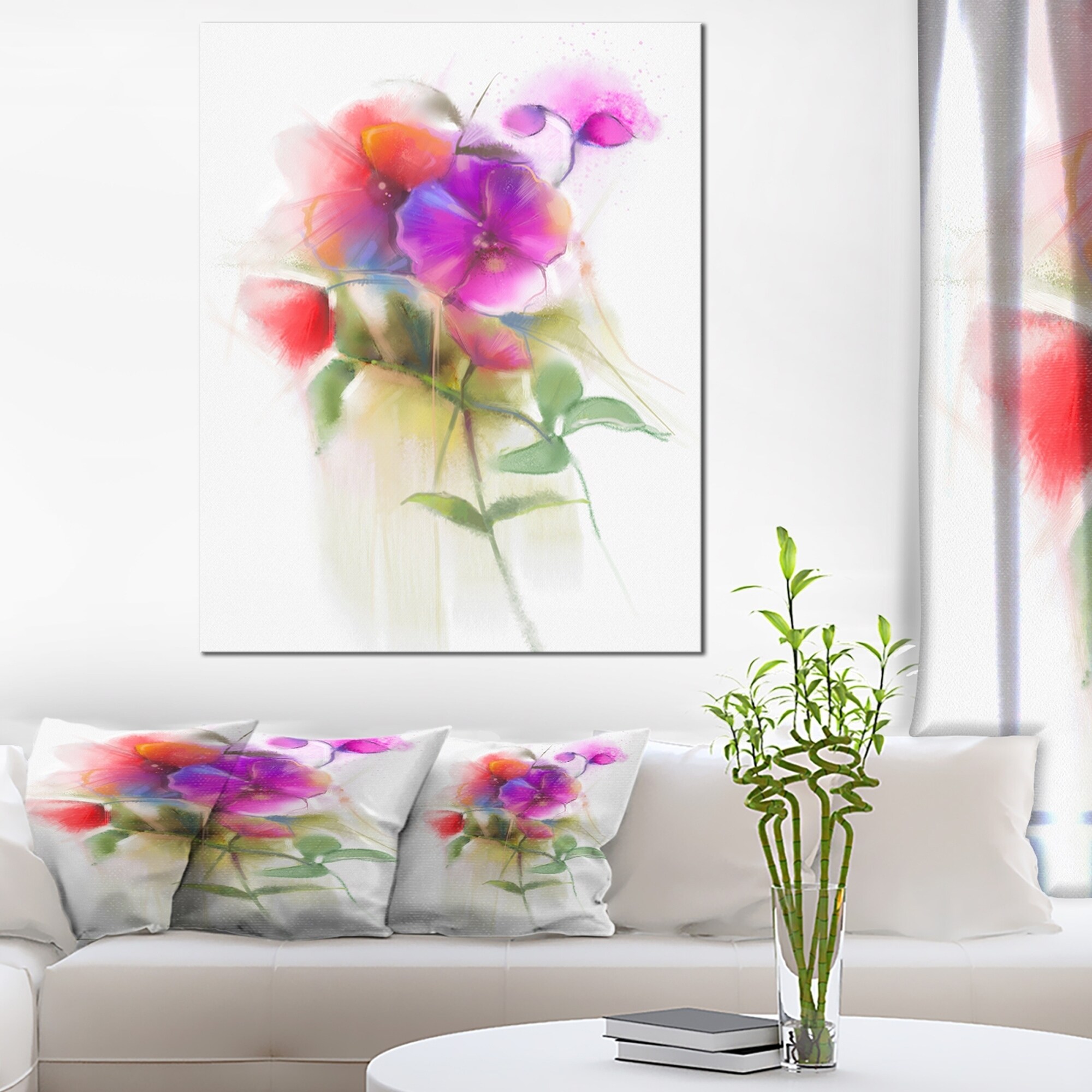 Shop Bunch Of Colorful Orchid Flowers Large Flower Canvas Wall Art Green Overstock 12417330