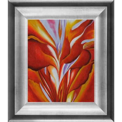La Pastiche Georgia O'Keeffe 'Red Canna, 1924' Hand Painted Framed Canvas Art
