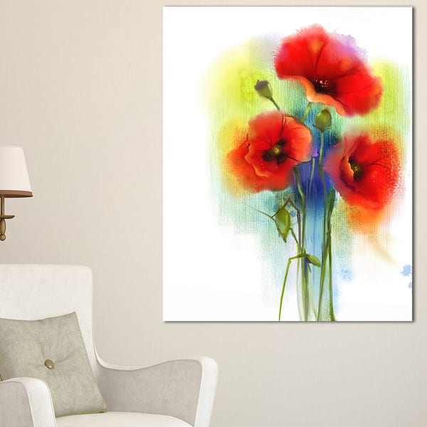 Bunch of Bright Red Poppy Flowers - Large Flower Canvas Wall Art ...
