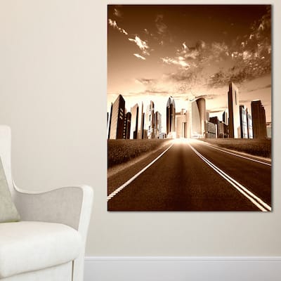 Modern City and Road - Cityscape Canvas print - Multi-color