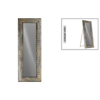Urban Trends Collection Antique Gold Metal Rectangular Easel Floor Mirror with Pierced Verdigris-finish Frame Design