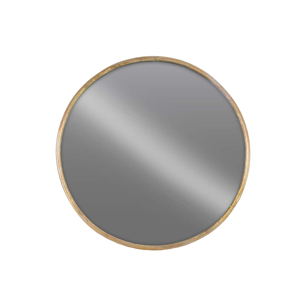 Gold Metal Round LG Tarnished Finish Wall Mirror - Antique Black - A