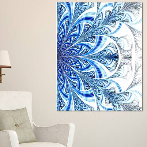 Fractal Flower in Soft Blue Digital Art - Large Floral Canvas Art Print