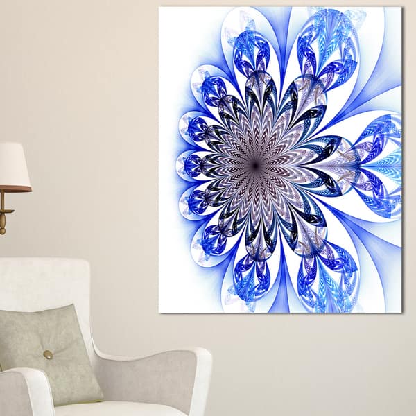 Light Blue Fractal Flower Digital Art - Large Floral Canvas Art Print ...