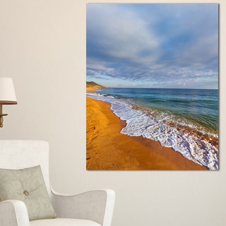 Dark Beach under Cloudy Skies - Modern Beach Canvas Art Print - Bed ...