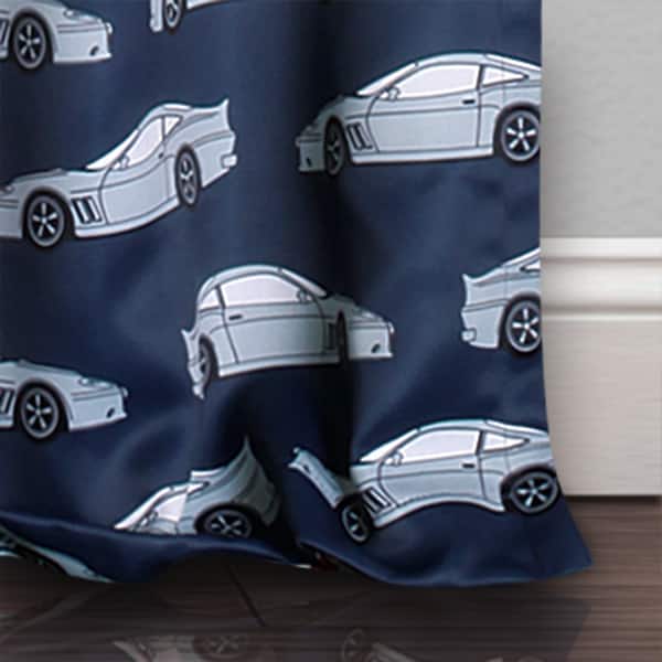 Shop Lush Decor Race Cars Blue 84 Inch Long Room Darkening Curtain